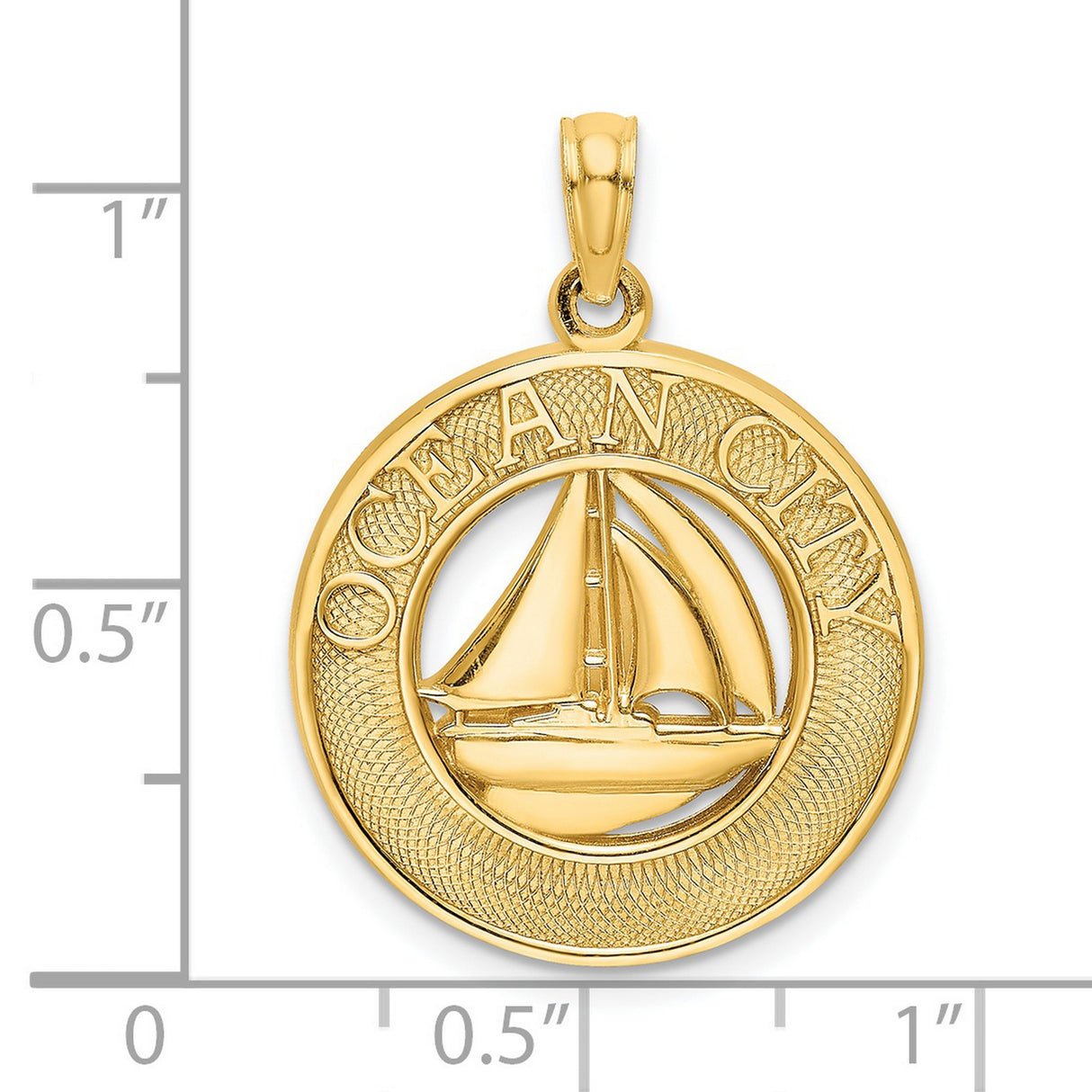 14k Yellow Gold Sailboat Pendant Charm, Ocean City Nautical Jewelry for Men and Women