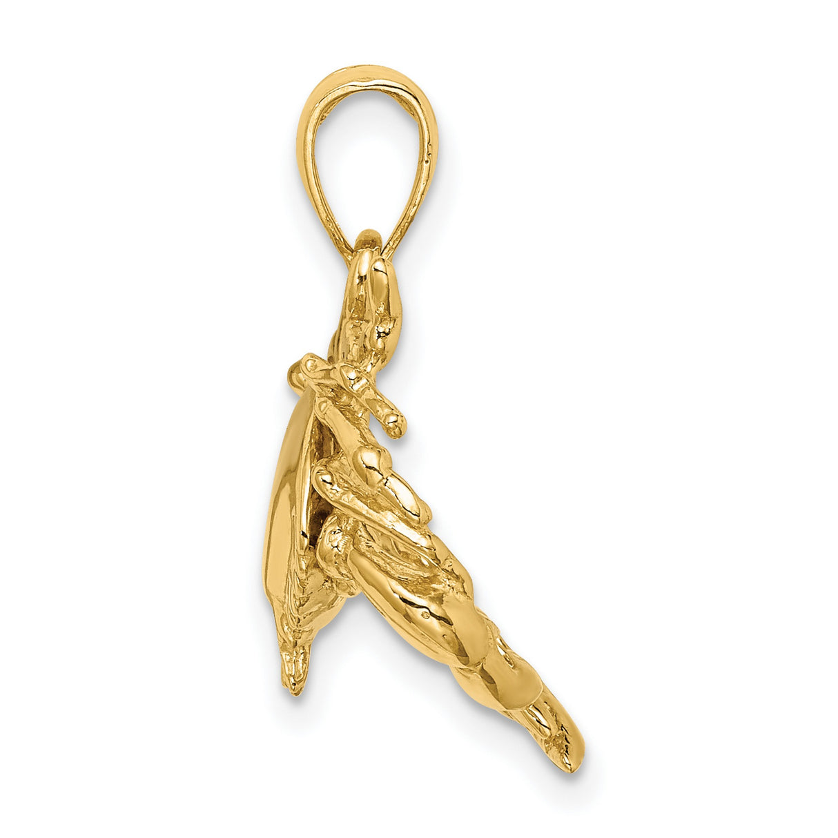 14k Yellow Gold Crab Pendant with Detailed Cancer Zodiac Design, Nautical Theme Jewelry