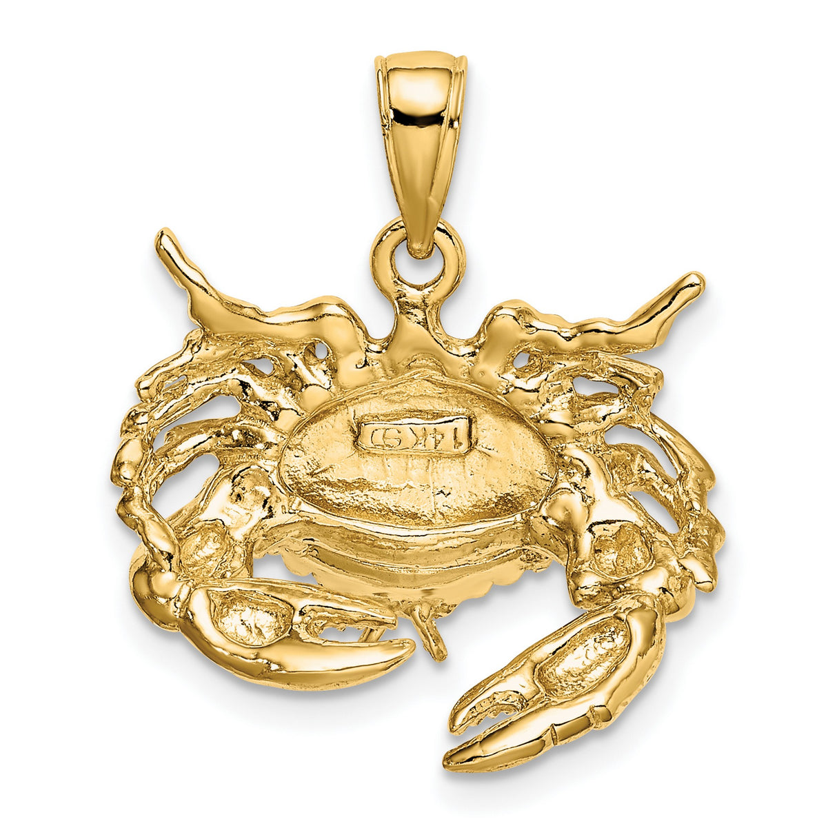 14k Yellow Gold Crab Pendant with Detailed Cancer Zodiac Design, Nautical Theme Jewelry