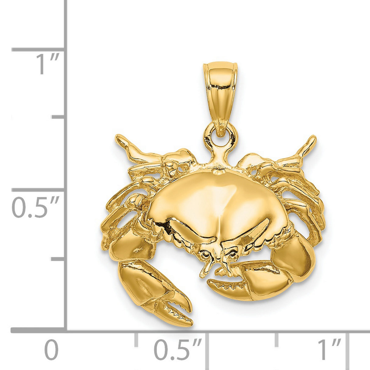 14k Yellow Gold Crab Pendant with Detailed Cancer Zodiac Design, Nautical Theme Jewelry