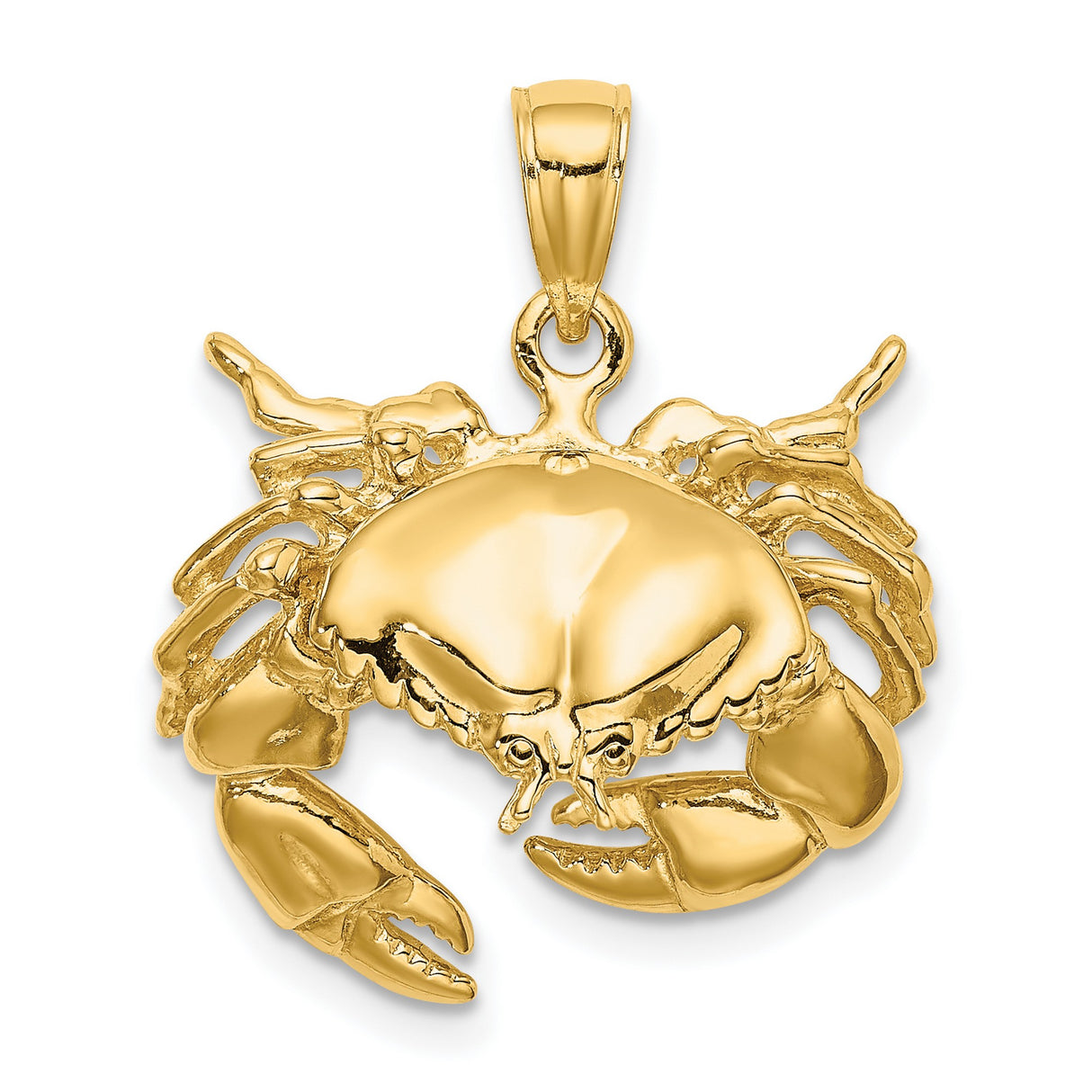 14k Yellow Gold Crab Pendant with Detailed Cancer Zodiac Design, Nautical Theme Jewelry