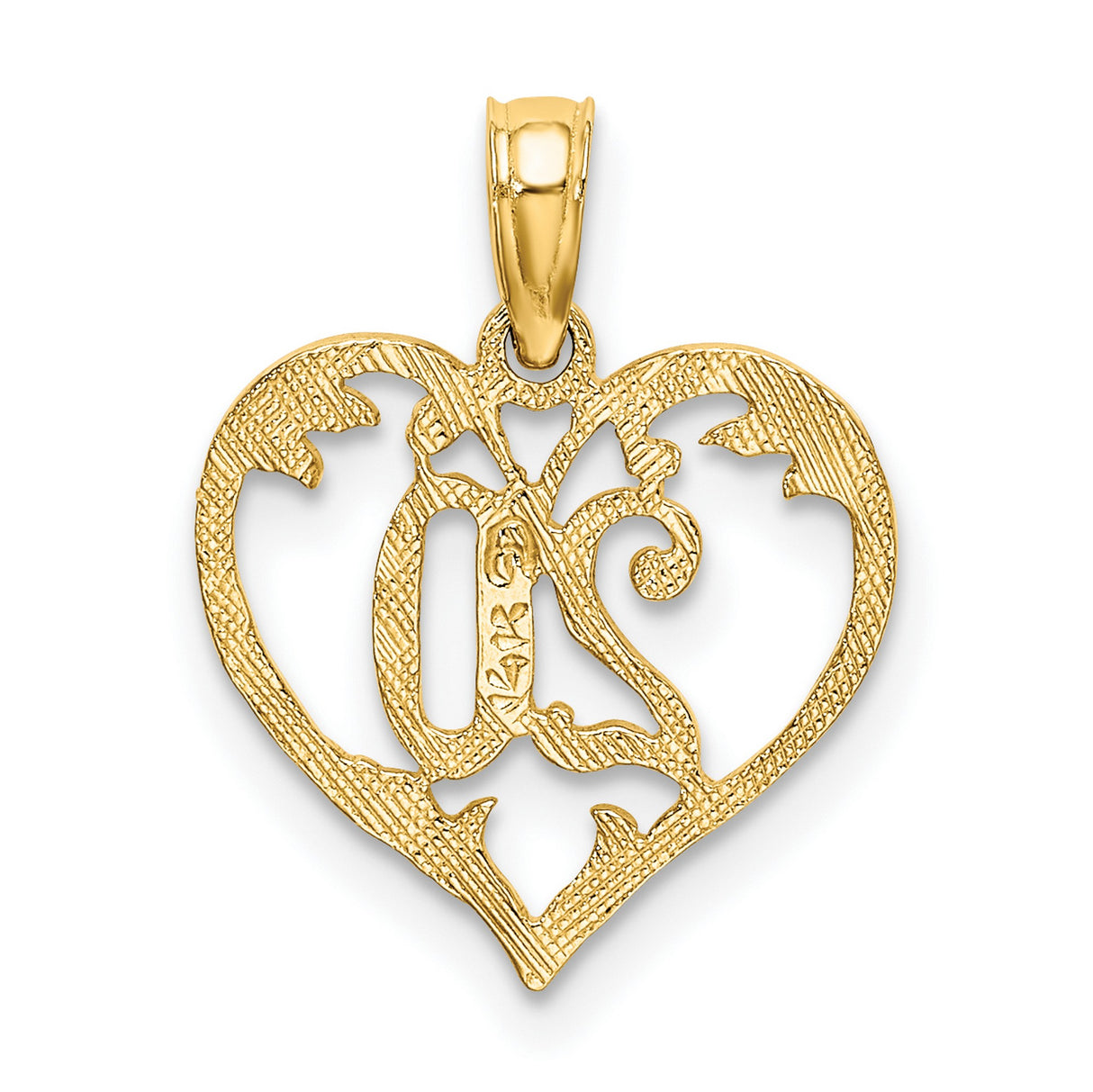 14k Yellow Gold Heart Pendant with Number 20, Ornate Filigree Design Milestone Charm