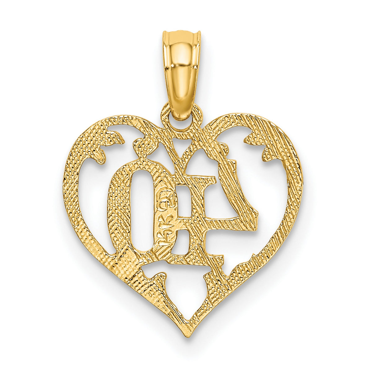 14k Yellow Gold Heart Pendant with Number 40 Filigree Design, Romantic Milestone Charm