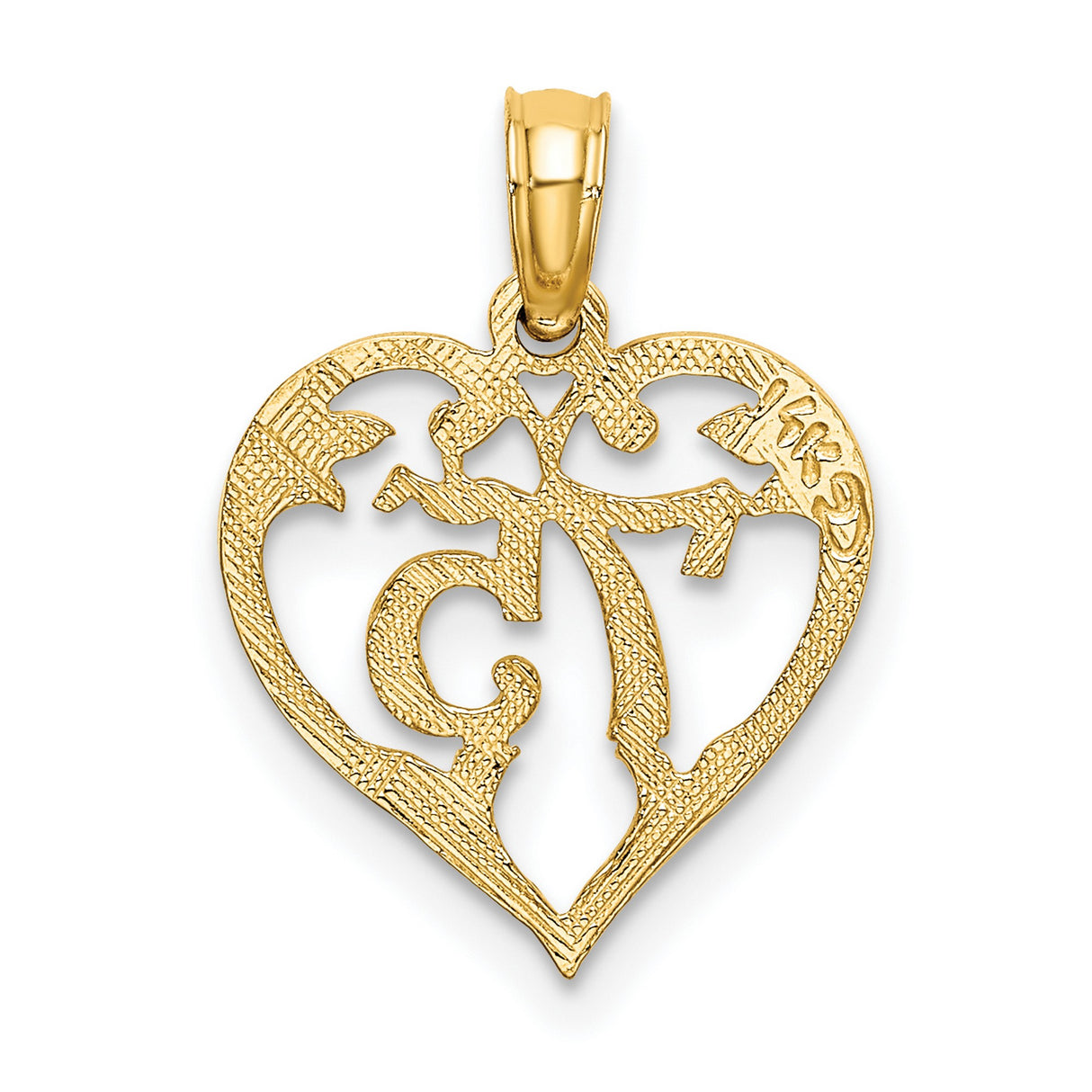 75 In Heart Charm Pendant in Real 14k Yellow Gold