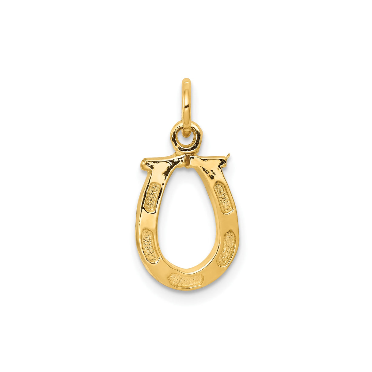 14k Yellow Gold Horseshoe Pendant with Textured Detailing, Lucky Charm Symbolizing Protection