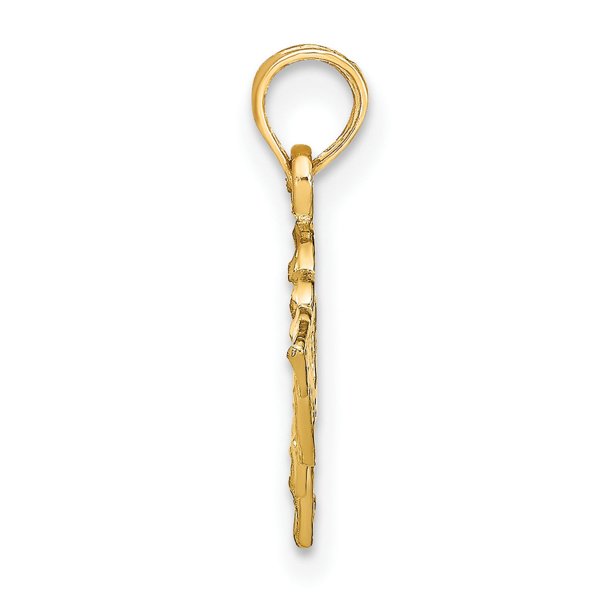 14k Yellow Gold Pendant with Three Open Hearts and Arrow Design, Romantic Charm for Women