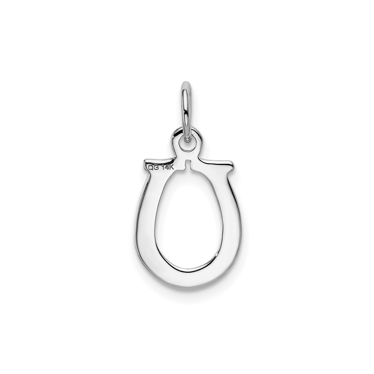 14k White Gold Horseshoe Pendant with Polished Finish and Nail Detail, Lucky Charm Jewelry