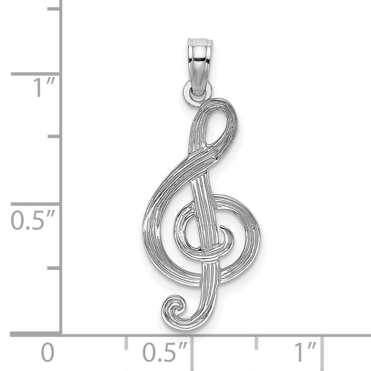 14k White Gold Treble Clef Pendant, Musical Symbol Charm for Women or Unisex
