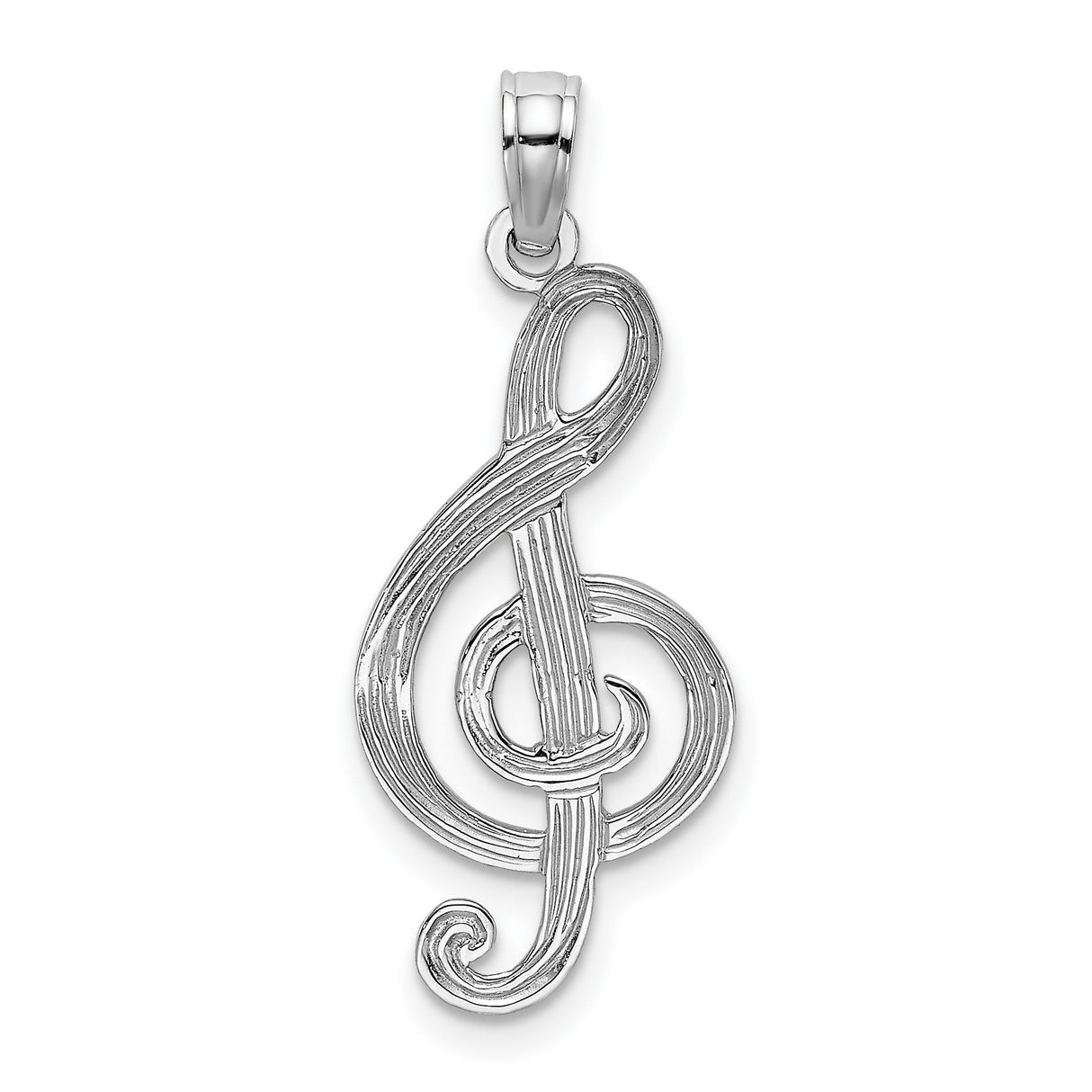 14k White Gold Treble Clef Pendant, Musical Symbol Charm for Women or Unisex