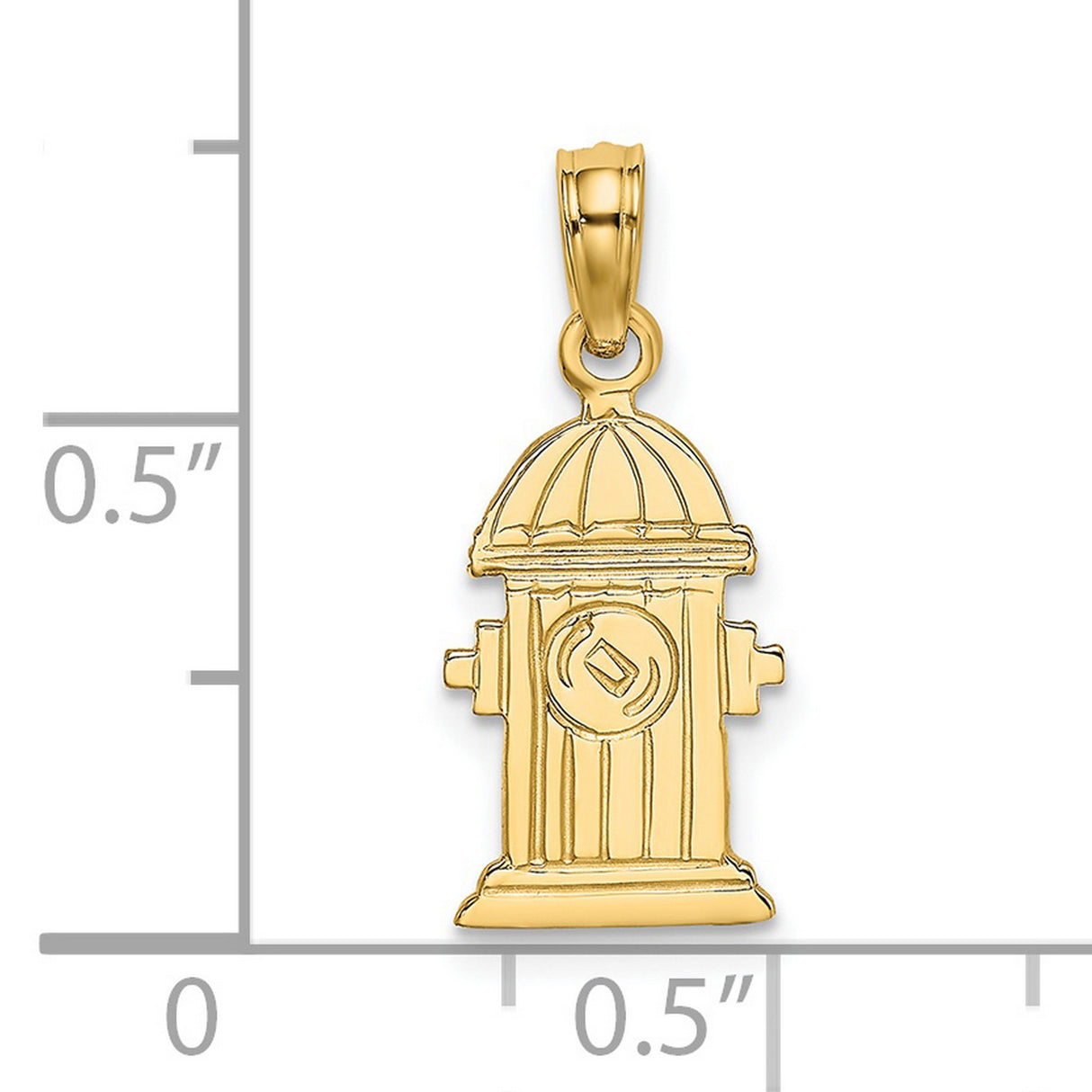 14k Yellow Gold Fire Hydrant Pendant, Detailed First Responder Charm for Men and Women