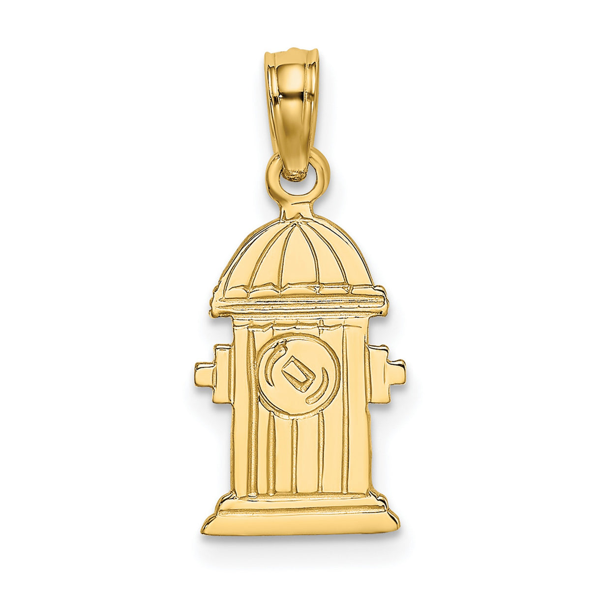 14k Yellow Gold Fire Hydrant Pendant, Detailed First Responder Charm for Men and Women