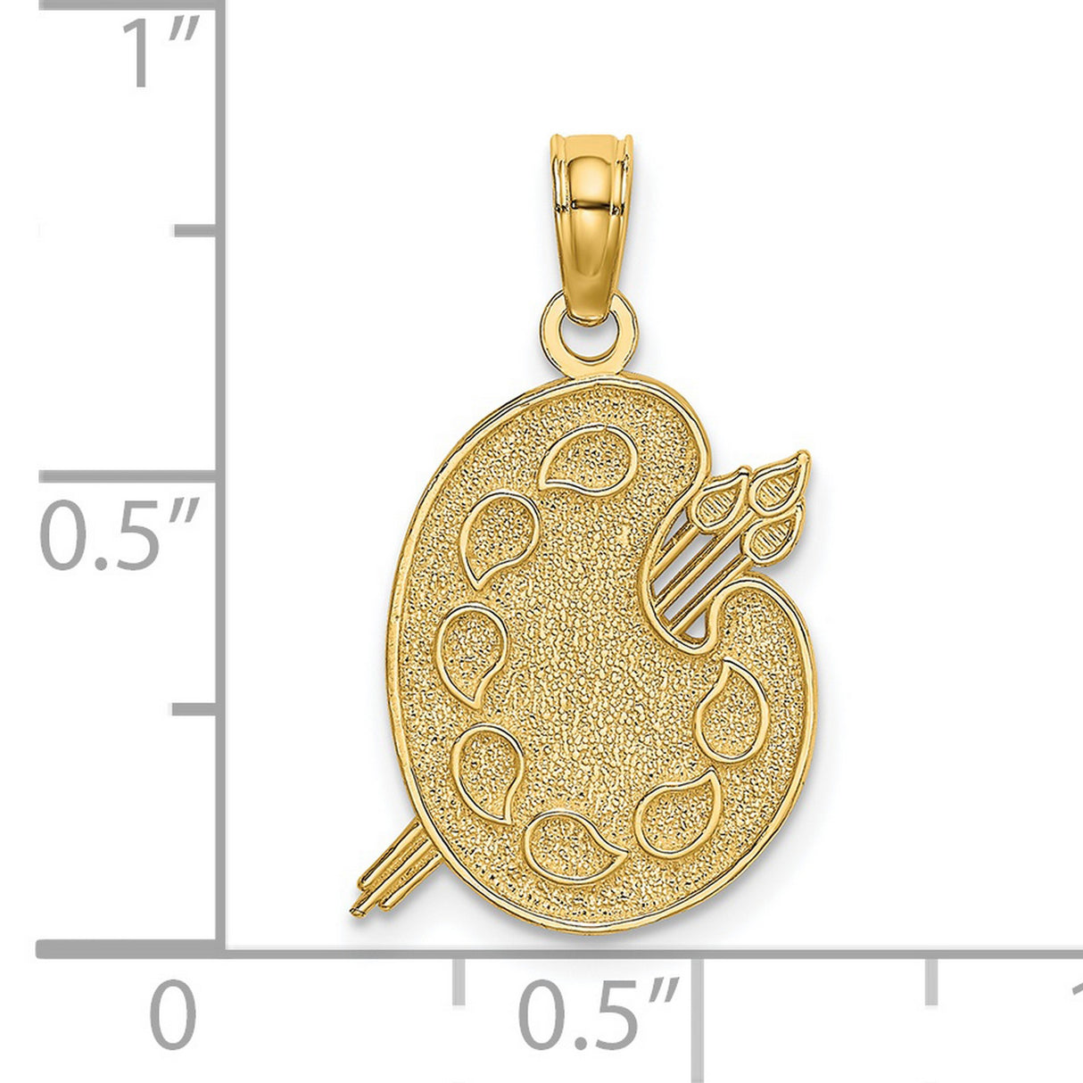 14k Yellow Gold Artist Palette Pendant with Brush Design, Creative Jewelry for Painters and Art Lovers