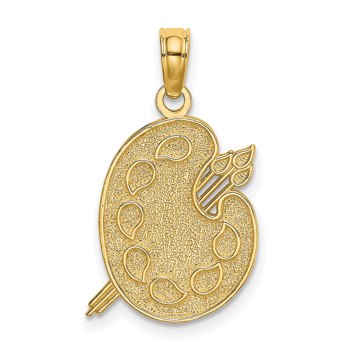 14k Yellow Gold Artist Palette Pendant with Brush Design, Creative Jewelry for Painters and Art Lovers