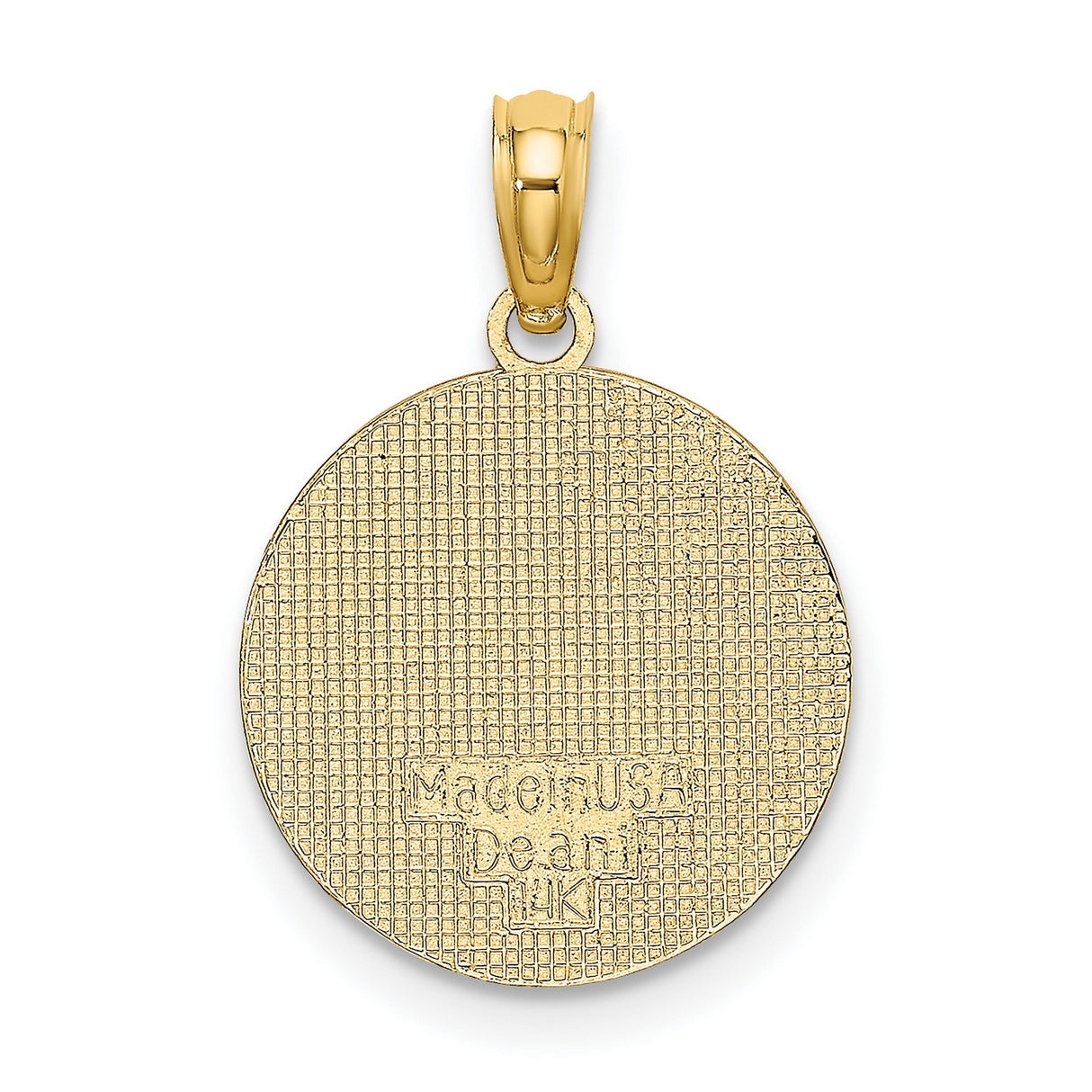 14k Yellow Gold Communion Pendant with Chalice and Cross on Round Disc with Stars