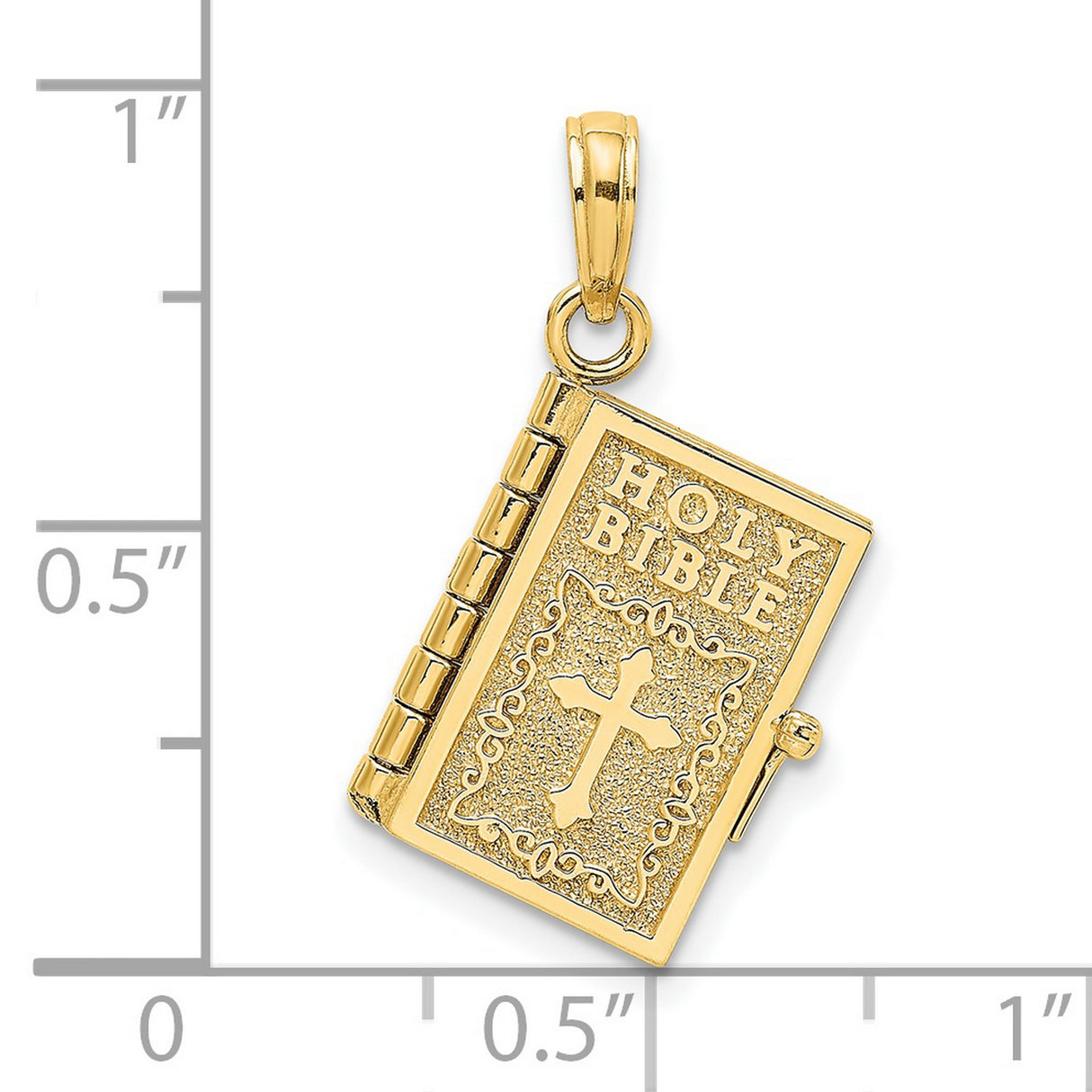 3D Moveable Pages Holy Bible Lords Prayer Charm Pendant in Real 14k Yellow Gold