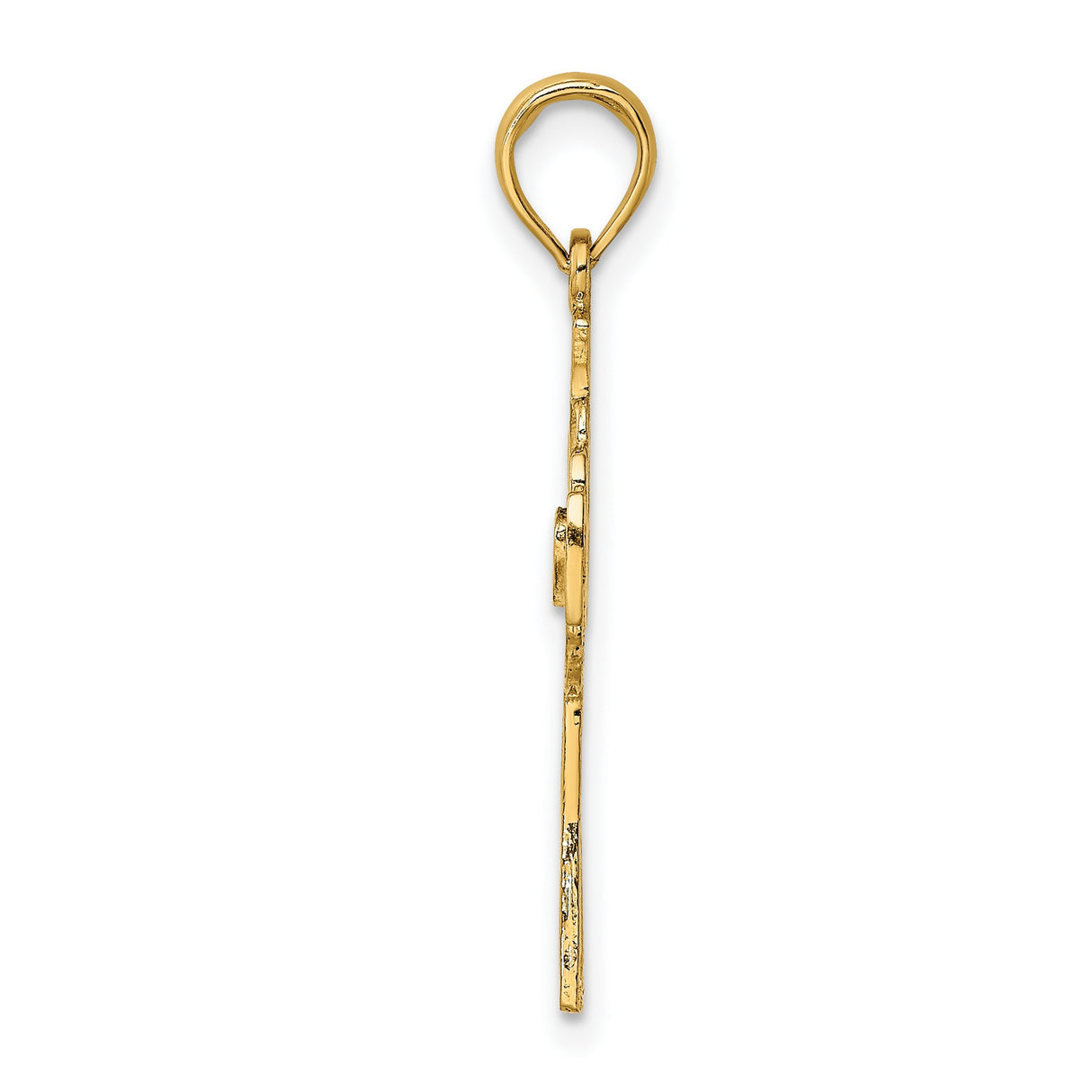 14k Yellow Gold Cross Pendant with Filigree Claddagh Heart and Crown Design