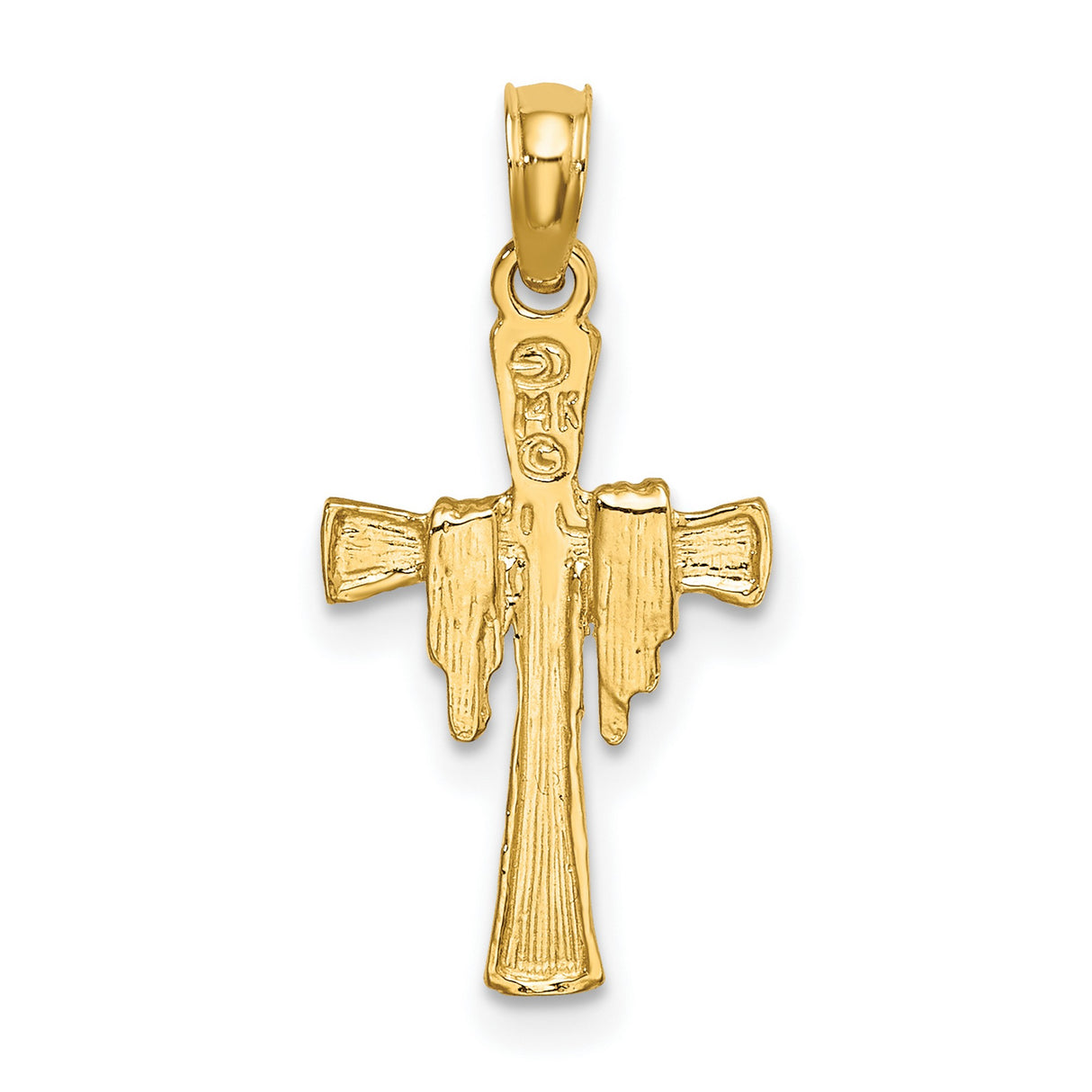 14k Yellow Gold Cross Pendant with Textured Beam Design, Religious Jewelry for Men and Women