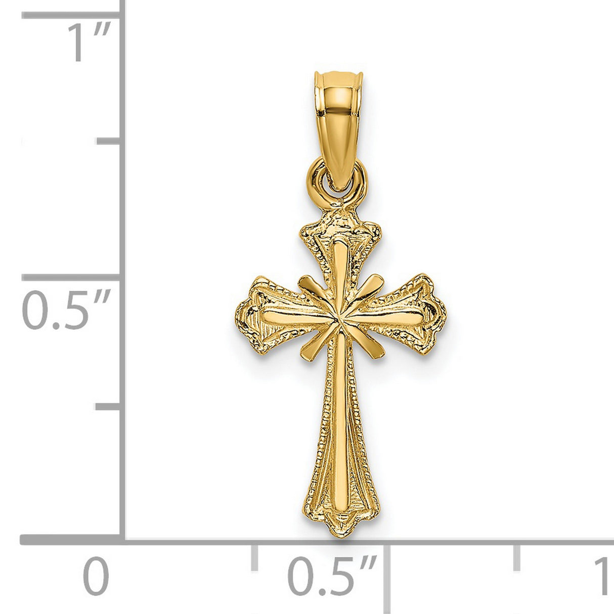 14k Yellow Gold Cross Pendant with Sculpted Contours and Baroque Design for Men and Women