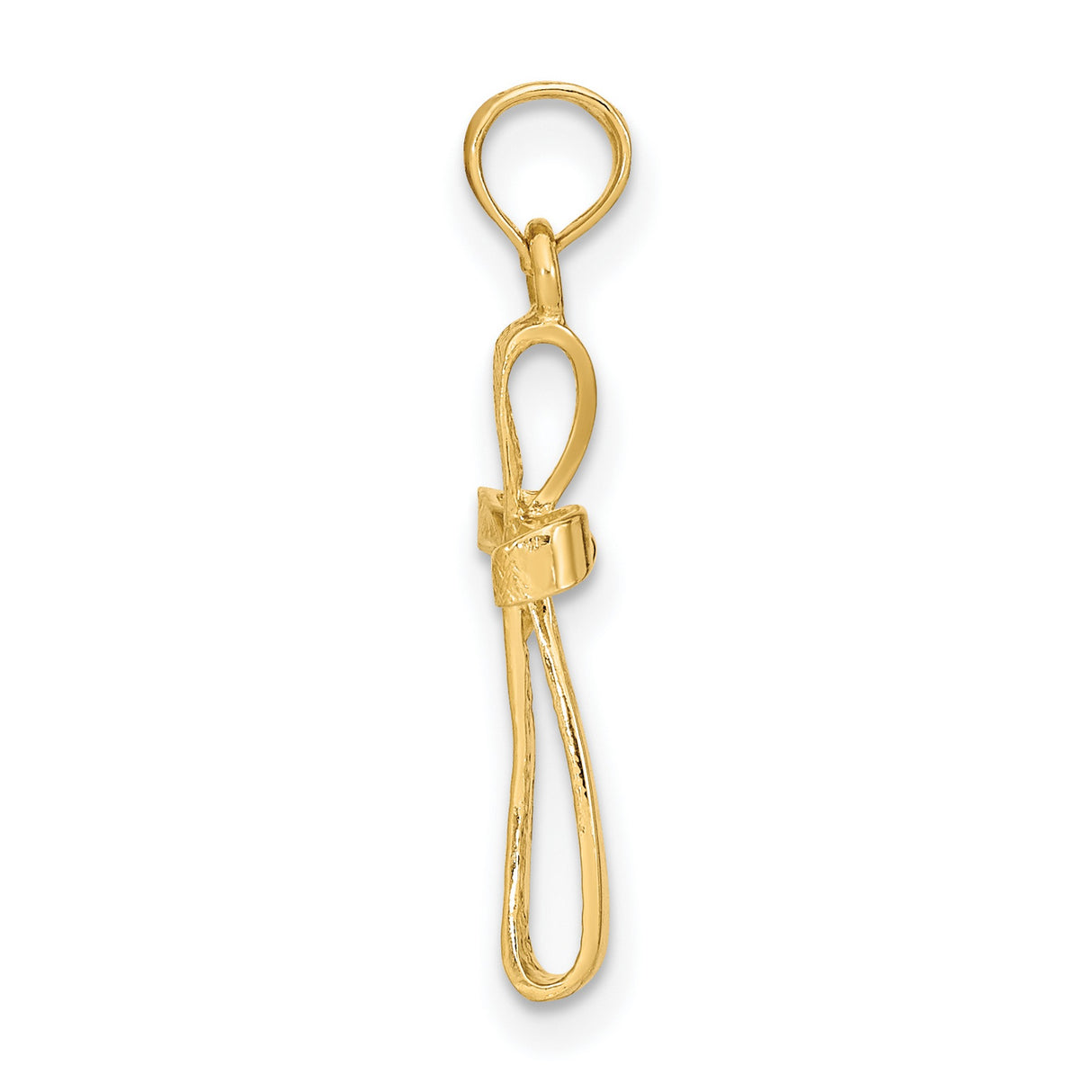 14k Yellow Gold Cross Pendant with Twisted Design and Beaded Center