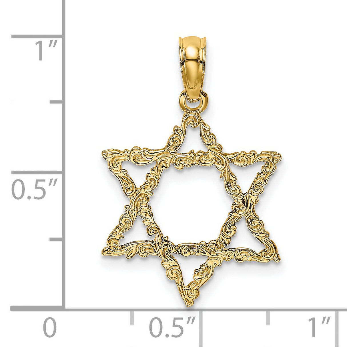 14k Yellow Gold Star of David Pendant with Filigree Design, Jewish Faith Jewelry for Women