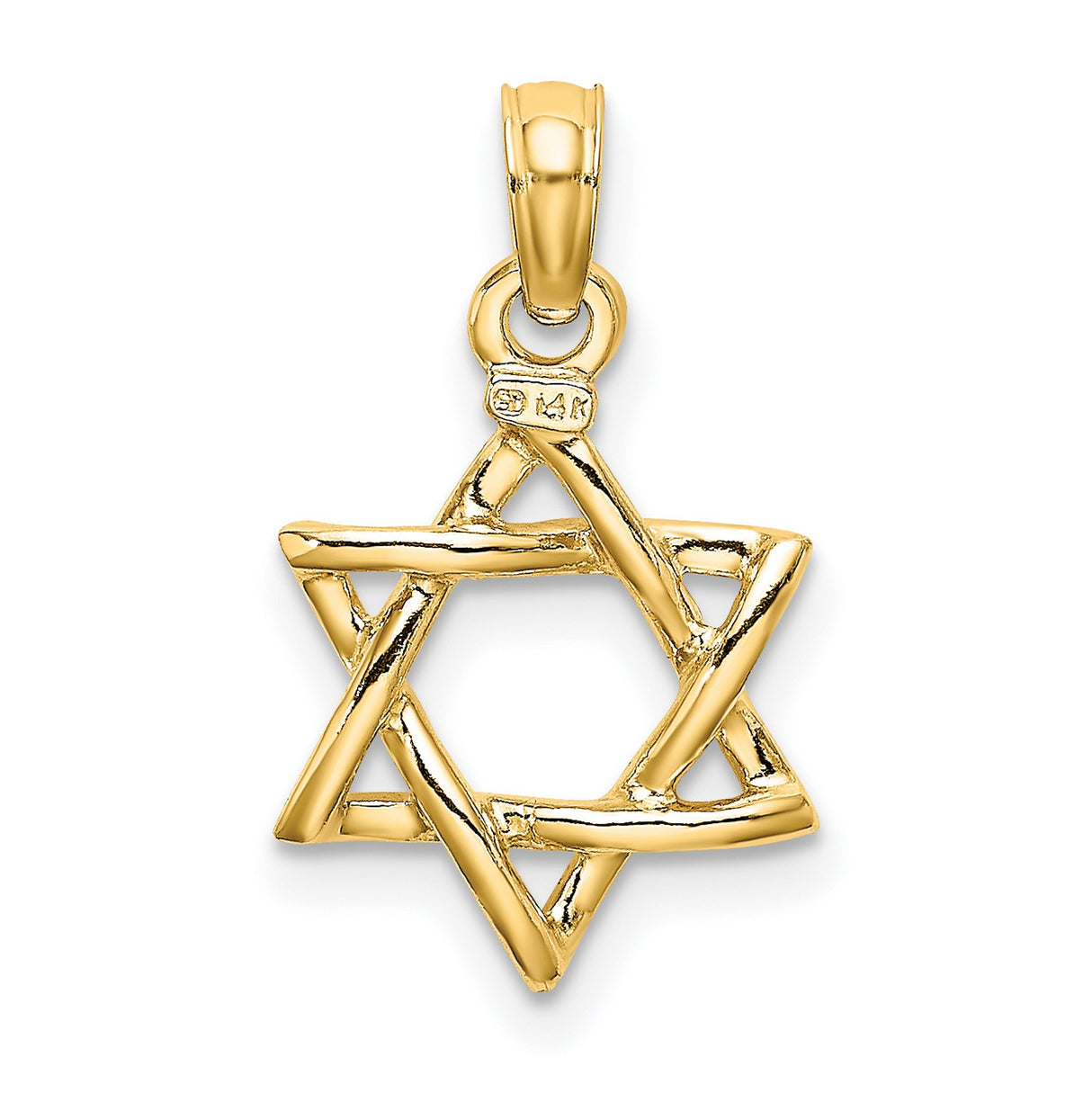 14k Yellow Gold Pendant, Interwoven Star of David, Textured Judaica Symbol, Unisex Religious Charm