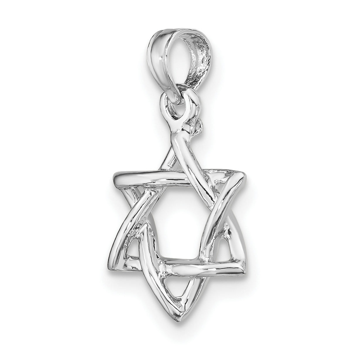 14k White Gold Star of David Pendant with Openwork Design, Minimalist Jewish Faith Charm