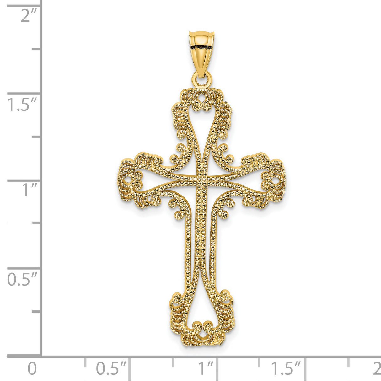 14k Yellow Gold Filigree Cross Pendant with Lace Cutout Design, Vintage Religious Jewelry
