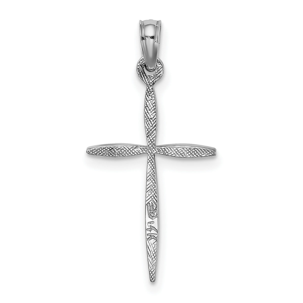 14k White Gold Cross Pendant with Tapered Ends and Open Design for Men and Women
