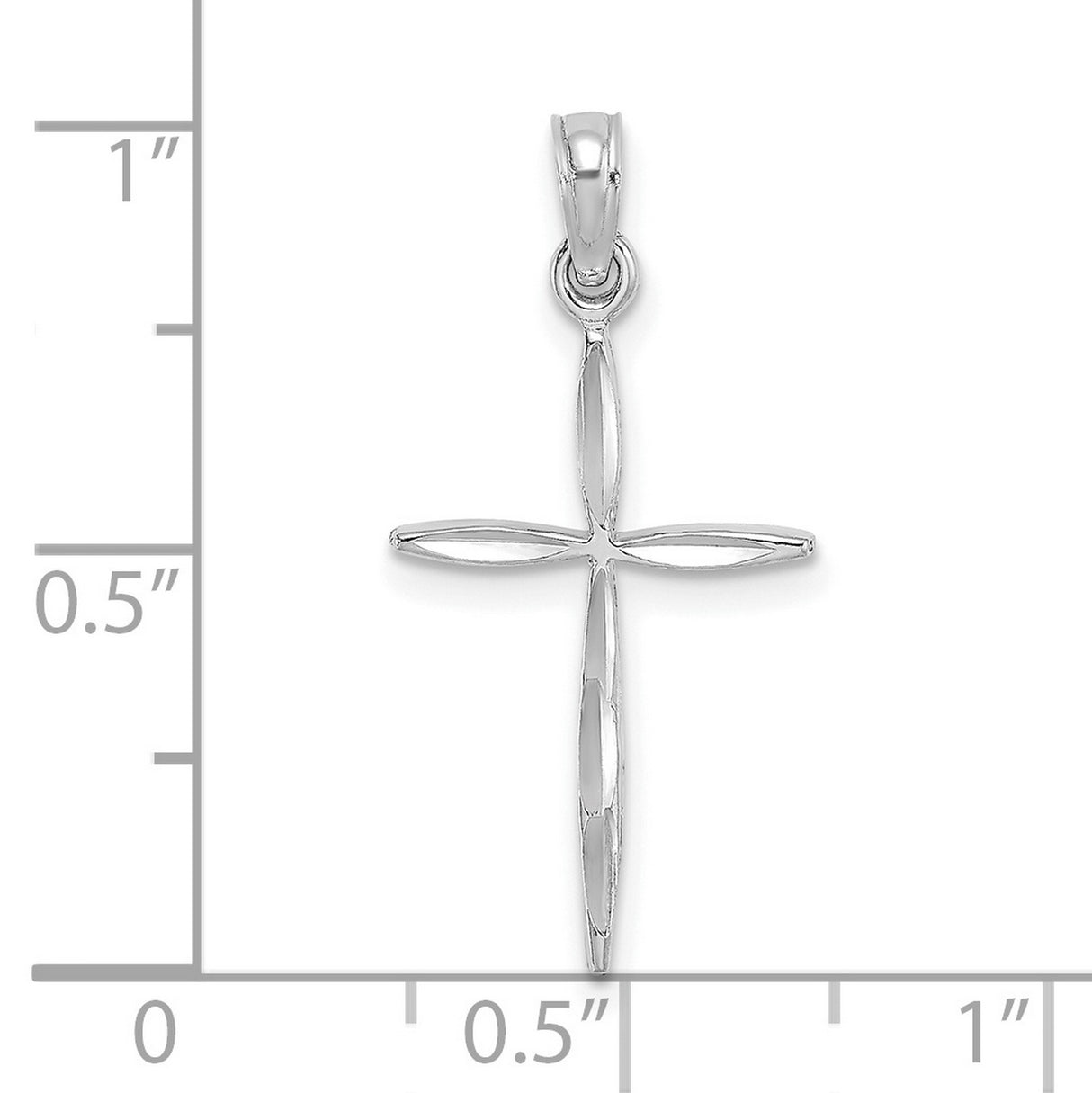 14k White Gold Cross Pendant with Tapered Ends and Open Design for Men and Women