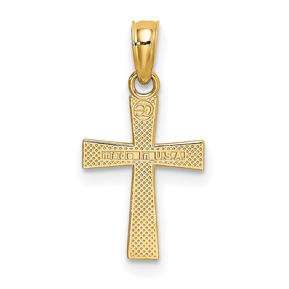 14k Yellow Gold Cross Pendant with Textured Starburst Design Religious Charm