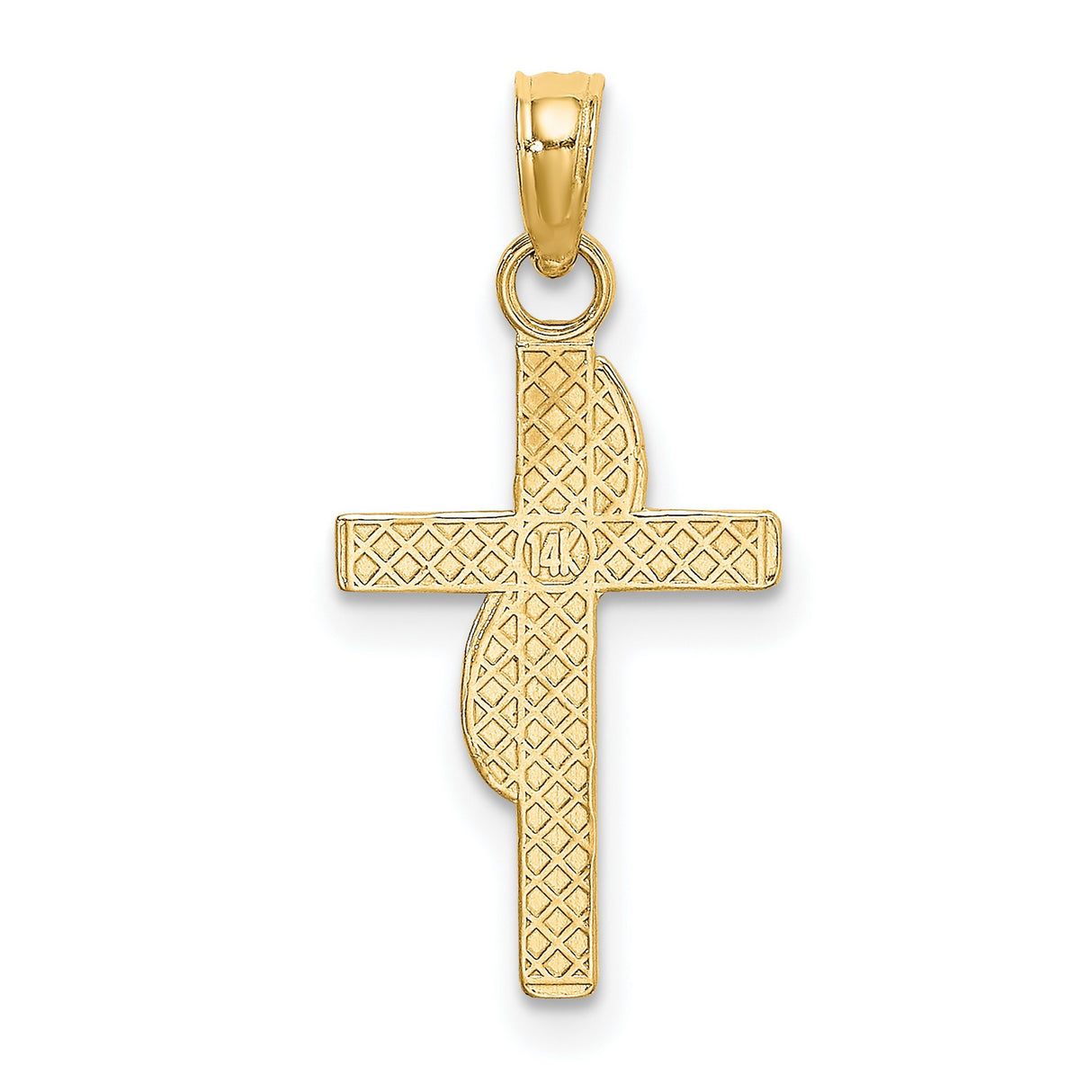 14k Yellow Gold Cross Pendant with Slim Smooth Design, Mirror Finish, Unisex Religious Charm