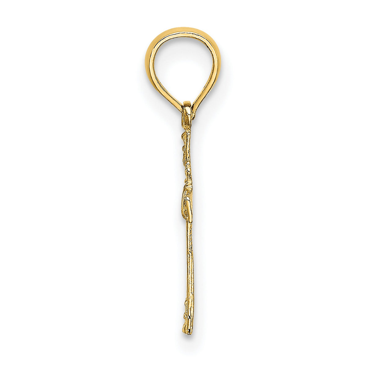 14k Yellow Gold Cross Pendant with Polished Finish and Textured Design for Men and Women