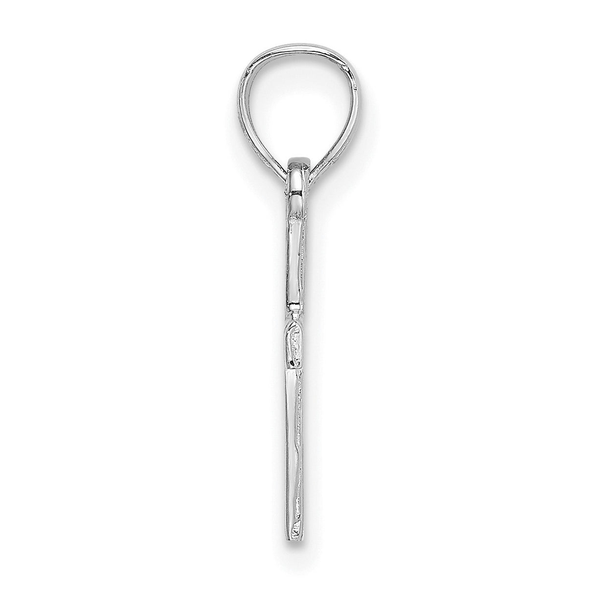 14k White Gold Cross Pendant with Polished Finish, Minimalist Christian Symbol for Men and Women