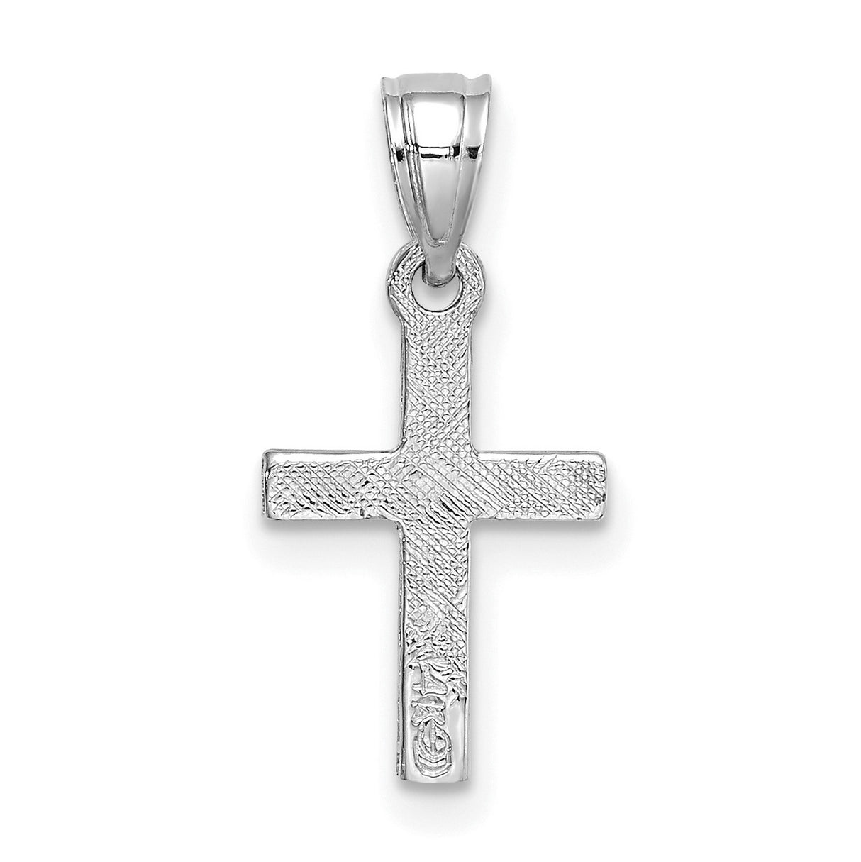 14k White Gold Cross Pendant with Polished Finish, Minimalist Christian Symbol for Men and Women
