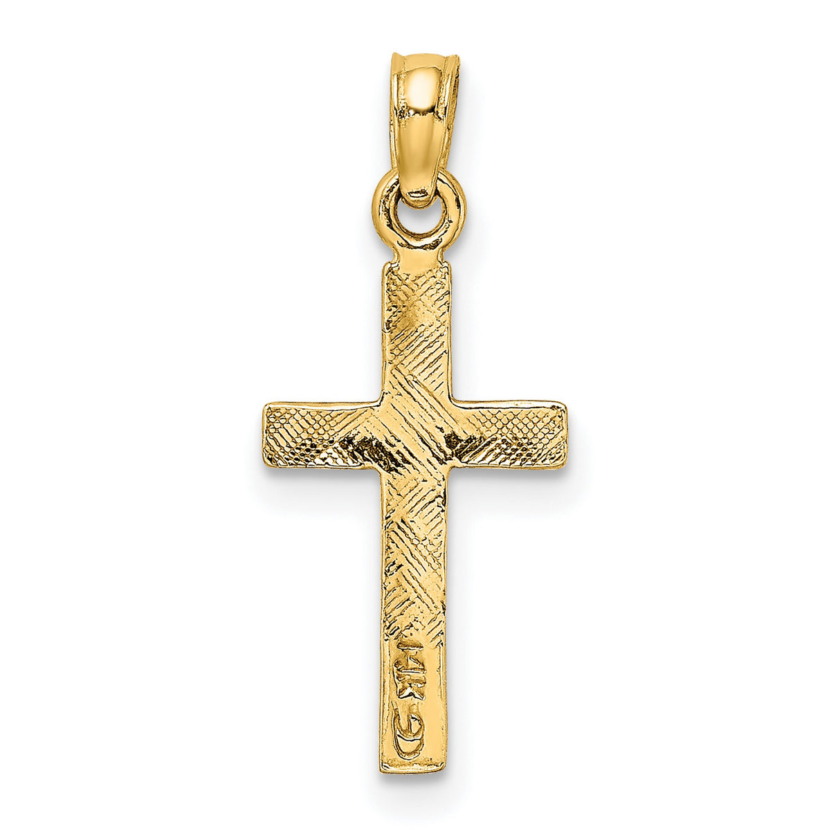 14k Yellow Gold Cross Pendant with Polished Finish, Minimalist Religious Charm for Men and Women