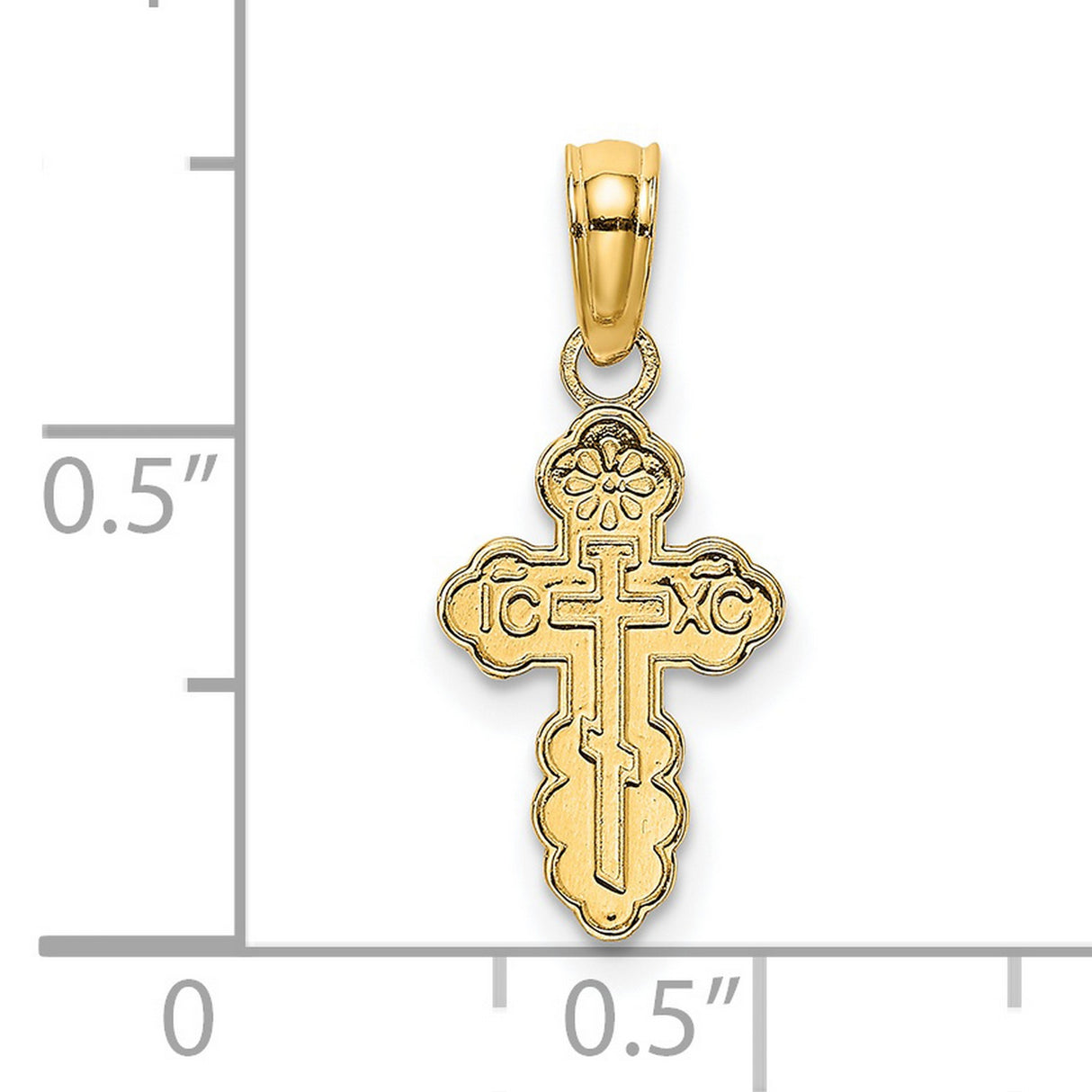 14k Yellow Gold Orthodox Cross Pendant with Glossy Finish, IC XC Design, Christian Symbol