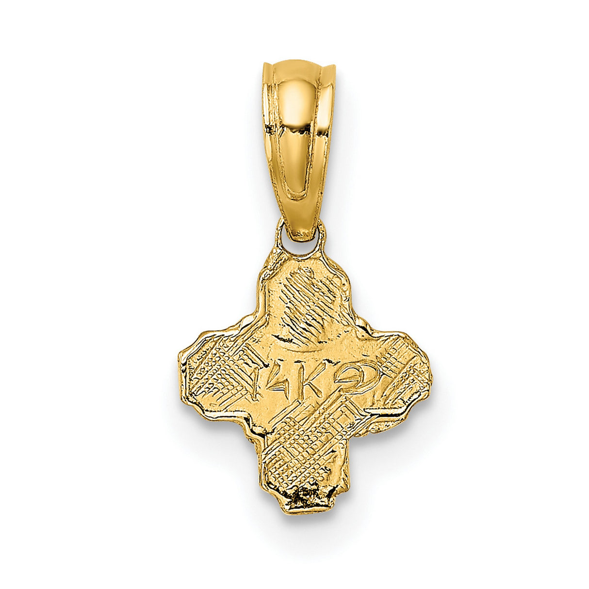 14k Yellow Gold Four Way Cross Charm Pendant with Saint Symbols, Catholic Religious Medal