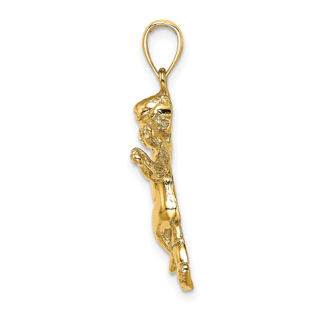 14k Yellow Gold Angel Pendant with Detailed Cherub Design, Christian Religious Charm