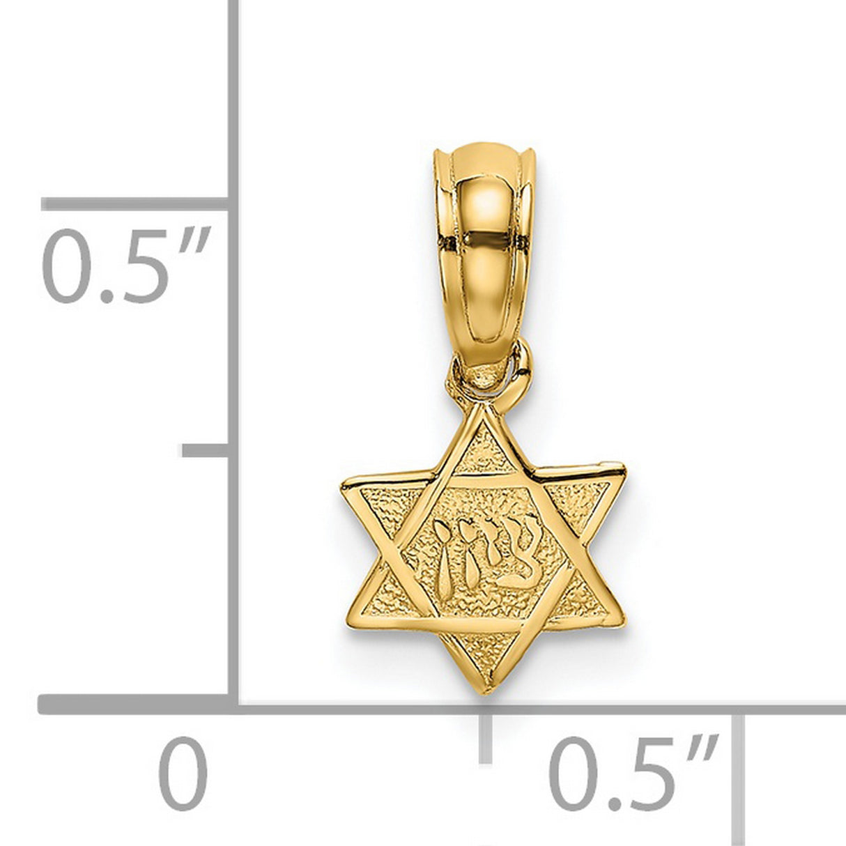 14k Yellow Gold Star of David Pendant with Hebrew Chai Symbol, Jewish Religious Jewelry