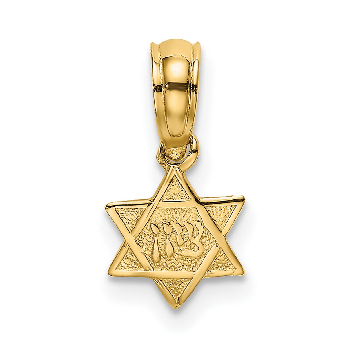 14k Yellow Gold Star of David Pendant with Hebrew Chai Symbol, Jewish Religious Jewelry