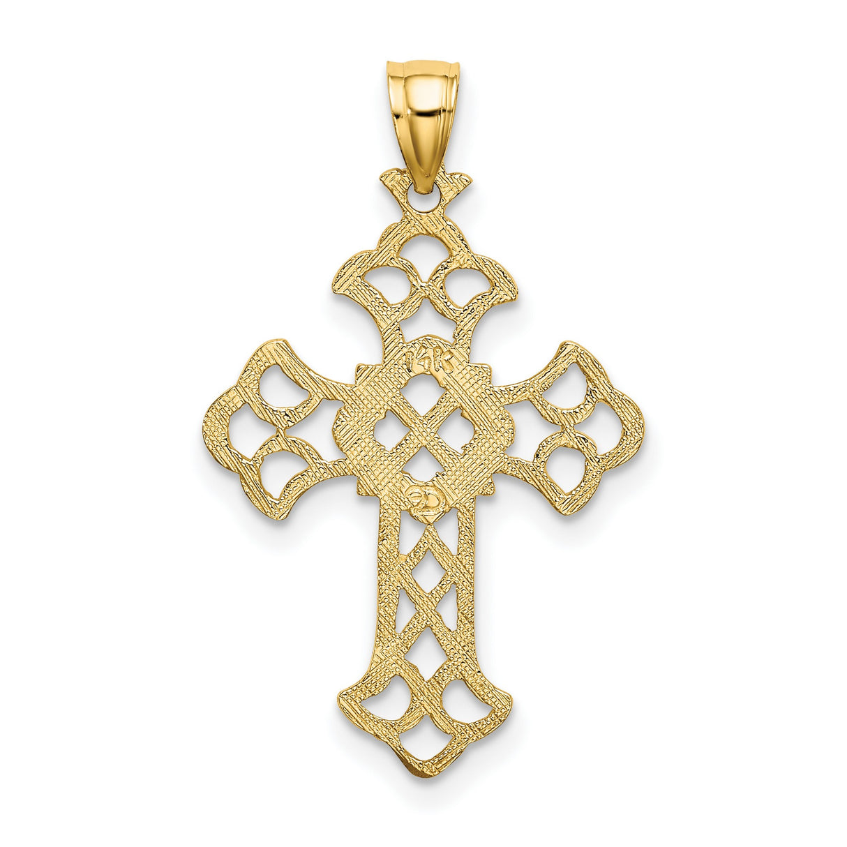 14k Yellow Gold Cross Pendant with Byzantine Gothic Openwork Design for Men and Women