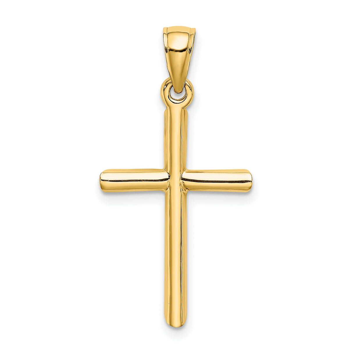 14k Yellow Gold Cross Pendant, Sleek Minimalist Religious Design for Men and Women
