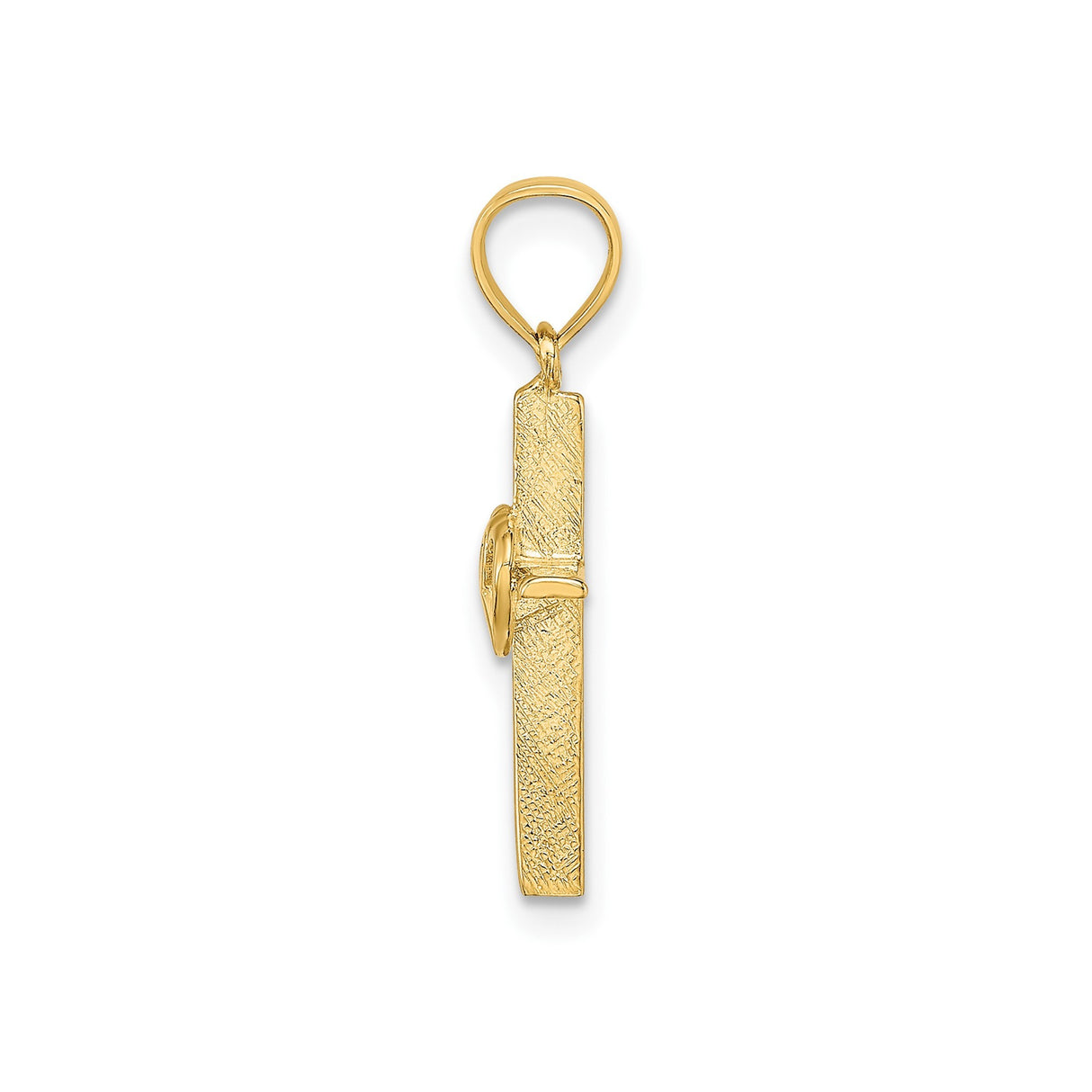 14k Yellow Gold Cross Pendant with Heart Detail, Christian Religious Jewelry for Men and Women