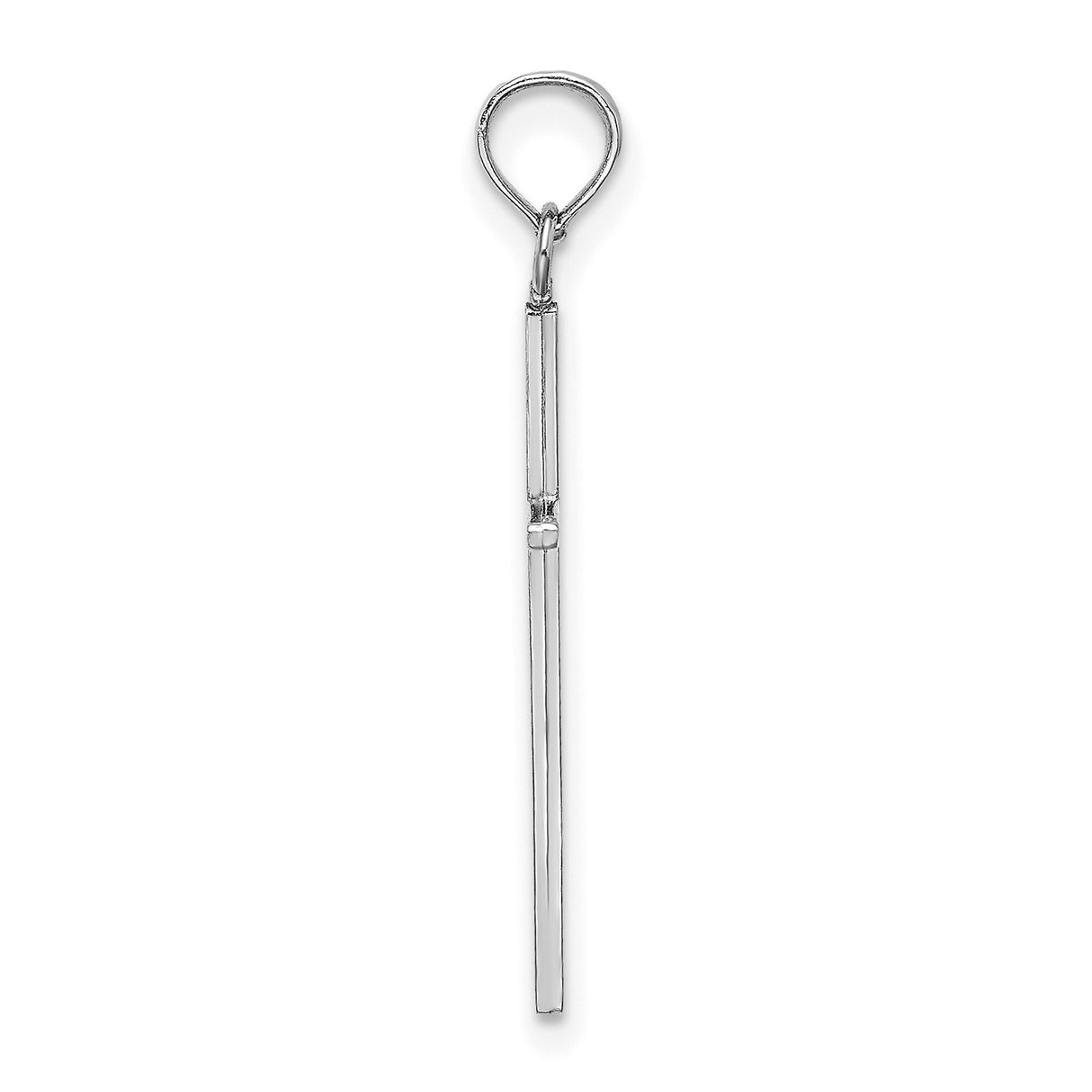 14k White Gold Stick Cross Pendant, Sleek Minimalist Faith Jewelry for Men and Women
