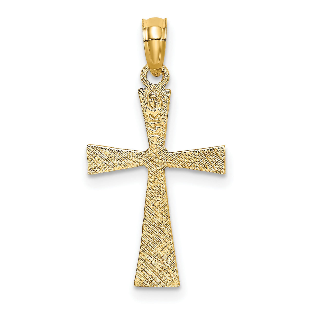 14k Yellow Gold Cross Pendant with Flared Arms and Polished Bail Religious Charm