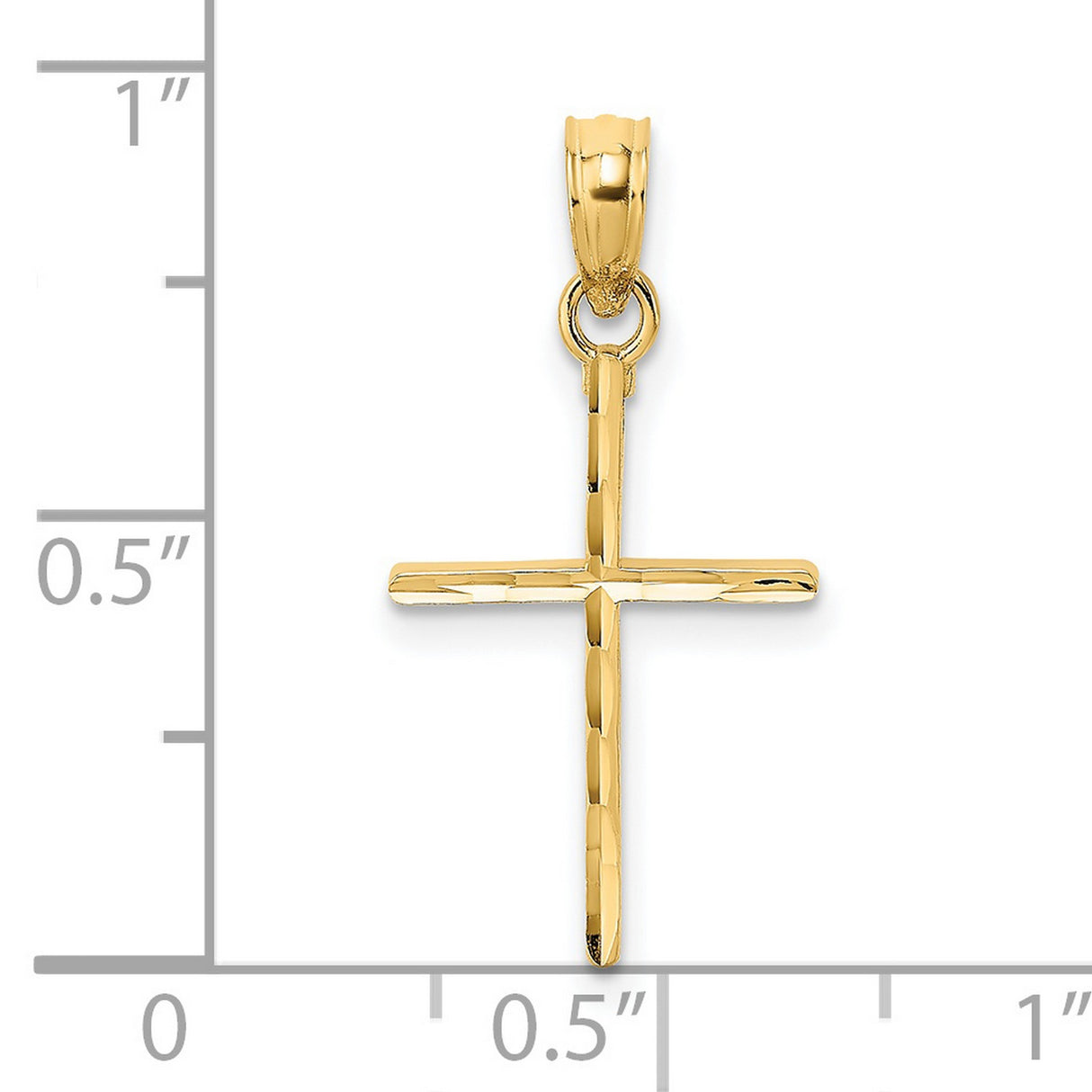 14k Yellow Gold Cross Pendant, Polished Religious Charm with Smooth Reflective Finish for Men and Women