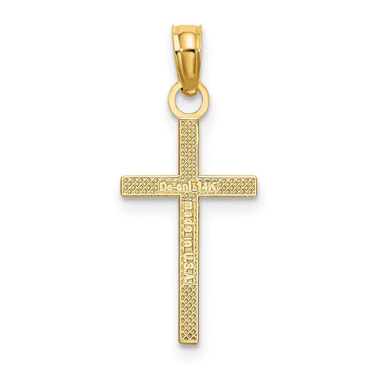 14k Yellow Gold Cross Pendant with Rounded Edges, Minimalist Religious Charm for Men and Women
