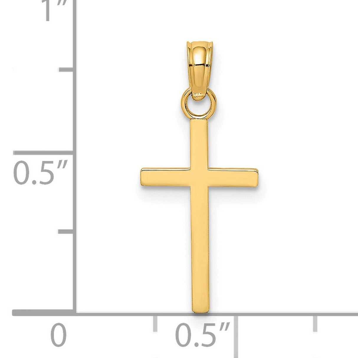 14k Yellow Gold Cross Pendant with Rounded Edges, Minimalist Religious Charm for Men and Women
