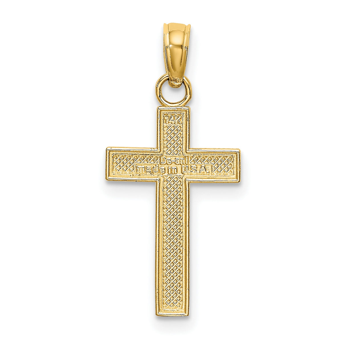 14k Yellow Gold Cross Pendant with Beaded Edge and Bold Block Design