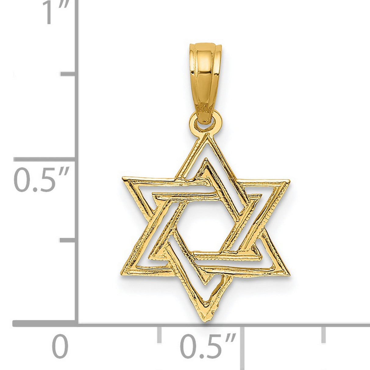 14k Yellow Gold Star of David Pendant with Openwork Design, Jewish Religious Charm